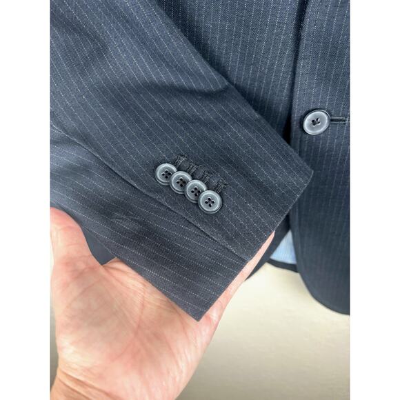 Banana Republic Tailored Fit Navy Blue Pinstripe Sport Coat Suit Jacket Size 44R - Picture 6 of 9